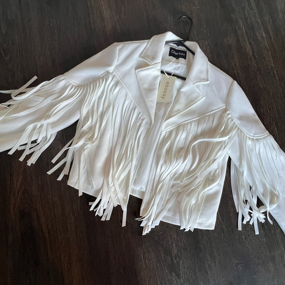 Suede like fringe jacket - brand new with tags 😀